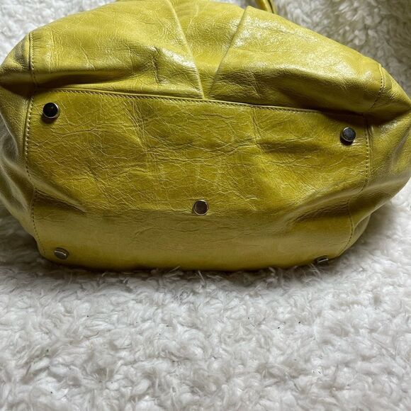 ABRO leather Hobo yellow shoulder bag with silver tone hardwares. - Picture 7 of 9